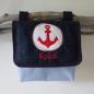 Preview: wasserfeste Lenkertasche mit Klappe Anker mit Wunschname Blau / Rot