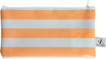 Preview: AU MAISON Wachstuch Band Blue Orange Streifen Orange Blau Abwischbare Tischdecke Meterware beschichtete Baumwolle