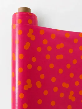 AU MAISON Wachstuch Bobbi Pink Orange verspielte Punkte beschichtete Baumwolle