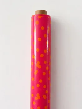 Preview: AU MAISON Wachstuch Bobbi Pink Orange verspielte Punkte beschichtete Baumwolle