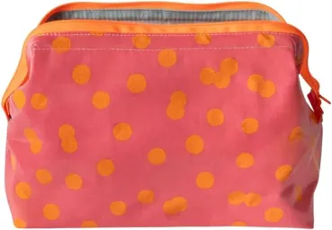 Preview: AU MAISON Wachstuch Bobbi Pink Orange verspielte Punkte beschichtete Baumwolle