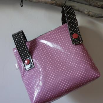 wasserfeste Lenkertasche mit Klappe Fledermaus mit Wunschname Lila Grau