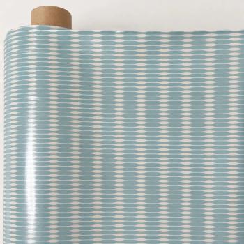 AU MAISON Wachstuch Groove Mint verspielte Rillen in Hellblau und Offwhite beschichtete Baumwolle