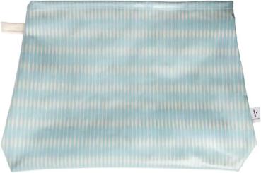 Preview: AU MAISON Wachstuch Groove Mint verspielte Rillen in Hellblau und Offwhite beschichtete Baumwolle