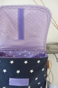 wasserfeste Lenkertasche Regenbogen Einhorn, Wunschname möglich, dunkelblau lila