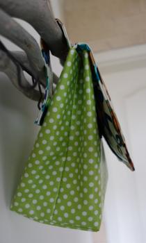 Lenkertasche mit Klappe grün, Affen. Wunschname möglich