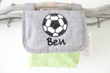 wasserfeste Lenkertasche mit Klappe Fußball inkl. Wunschname