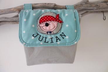 wasserfeste Lenkertasche mit Klappe Pirat inkl. Wunschname