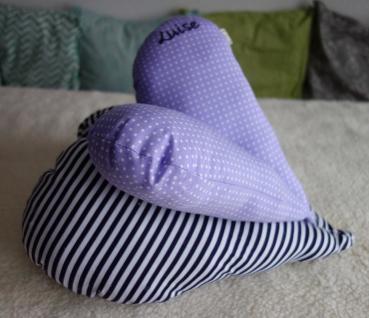 Nackenkissen Leseherz Herzkissen flieder lila, Wunschname wählbar