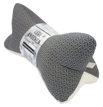 Nackenkissen Leseknochen Lesekissen dunkelgrau anthrazit mit Teddyplüsch