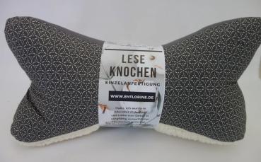 Preview: Nackenkissen Leseknochen Lesekissen dunkelgrau anthrazit mit Teddyplüsch