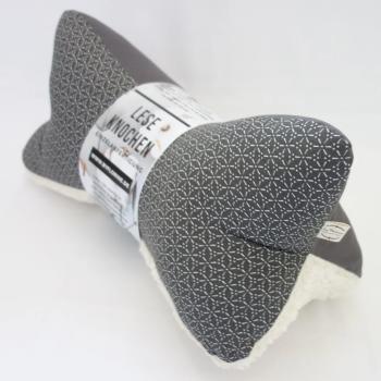 Preview: Nackenkissen Leseknochen Lesekissen dunkelgrau anthrazit mit Teddyplüsch