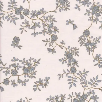 AU MAISON Wachstuch Nora Dusty Blue White Blumen Creme Weiß