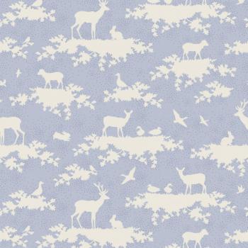 1m Tilda Baumwollstoff Forest Sweetheart hellblau Waldtiere