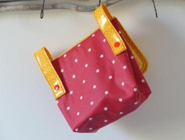 Lenkertasche rot/gelb mit Klappe Frosch, inkl. Wunschname