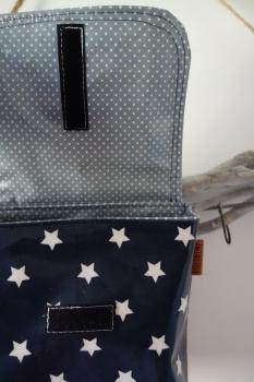 wasserfeste Lenkertasche Fuchs mit Klappe, blau/grau, inkl. Wunschname