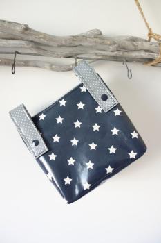 wasserfeste Lenkertasche Fuchs mit Klappe, blau/grau, inkl. Wunschname
