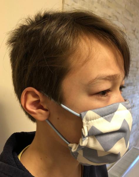 Gesichtsmaske, Behelfsmundschutz, einfarbig, Sträucher oder Zickzack als Muster, wiederverwendbar