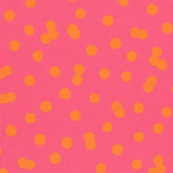 AU MAISON Wachstuch Bobbi Pink Orange verspielte Punkte beschichtete Baumwolle
