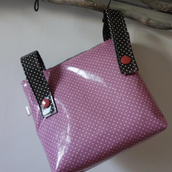 wasserfeste Lenkertasche mit Klappe Fledermaus mit Wunschname Lila Grau