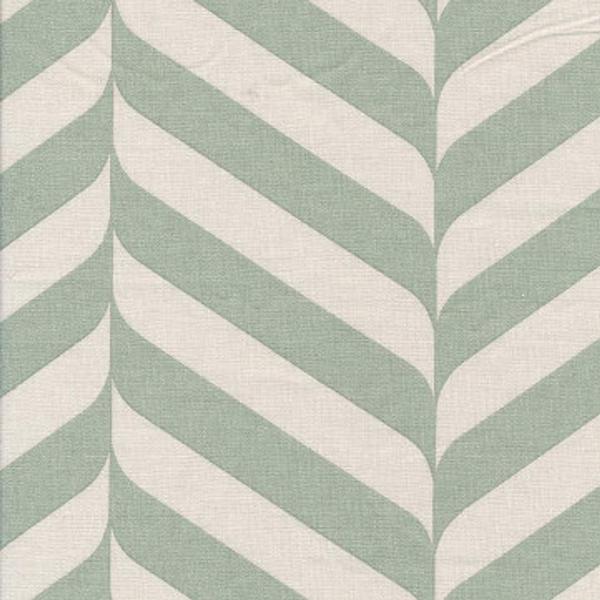 AU MAISON Wachstuch Henri Verte pastellgrün, Streifen mit Wellen, beschichtete Baumwolle