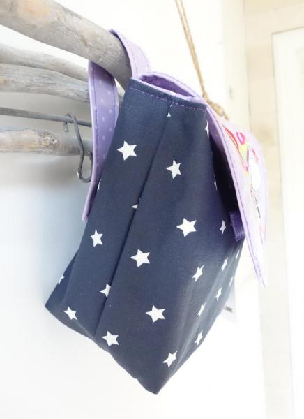wasserfeste Lenkertasche Regenbogen Einhorn, Wunschname möglich, dunkelblau lila