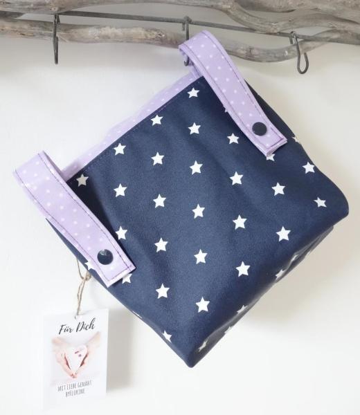 wasserfeste Lenkertasche Regenbogen Einhorn, Wunschname möglich, dunkelblau lila