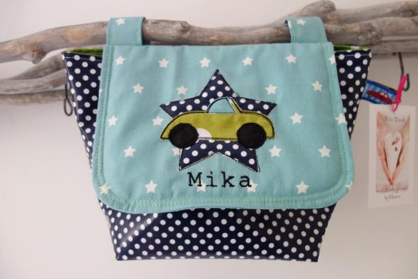 wasserfeste Lenkertasche mit Klappe Auto mit Wunschname