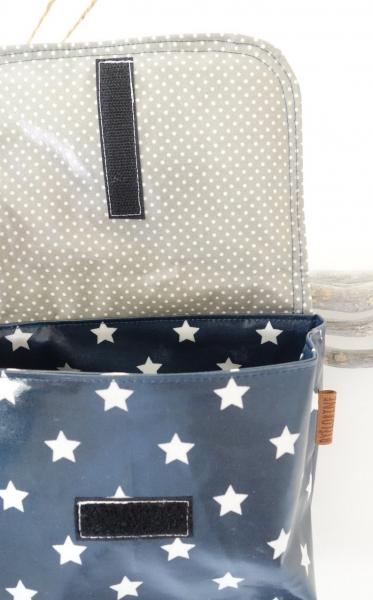 wasserfeste Lenkertasche mit Klappe Auto und Wunschname, navy grau