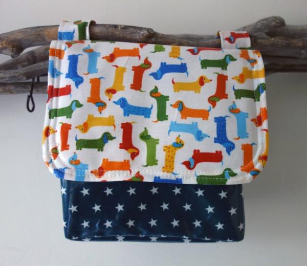 Lenkertasche mit Klappe Dackel/Hunde. Wunschname möglich