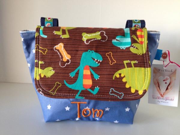 Lenkertasche mit Klappe Dinosaurier inkl. Wunschname