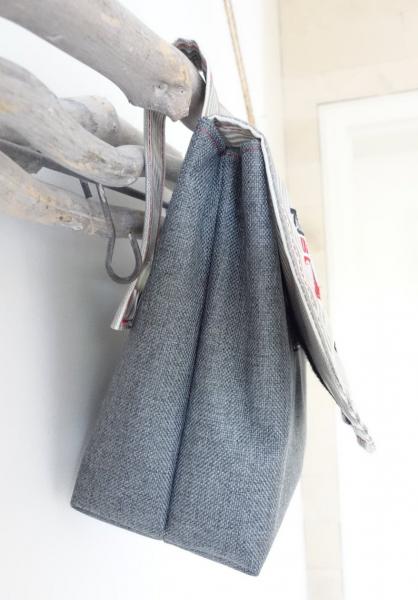 wasserfeste Lenkertasche mit Klappe Feuerwehr mit Wunschname grau rot