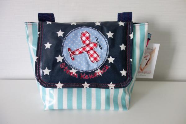 wasserfeste Lenkertasche mit Klappe Flugzeug mit Wunschname