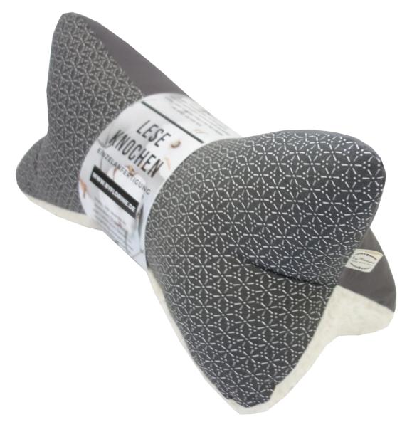 Nackenkissen Leseknochen Lesekissen dunkelgrau anthrazit mit Teddyplüsch