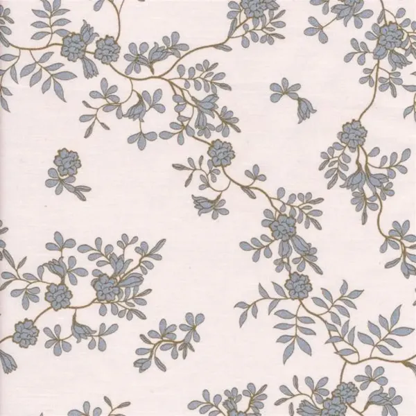 AU MAISON Wachstuch Nora Dusty Blue White Blumen Creme Weiß