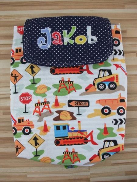 Bagger Kinderrucksack inkl. Wunschname bestickt