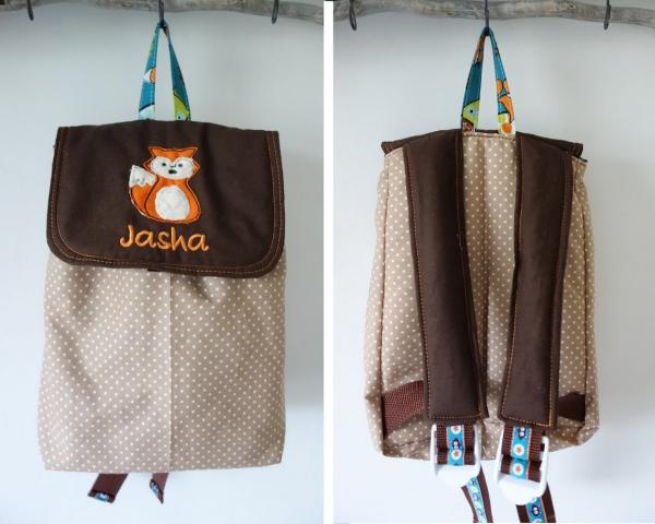 Kinderrucksack mit Wunschname Mustermix Fuchs