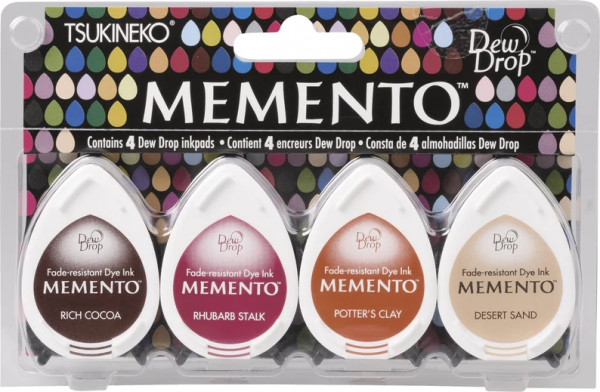 Tsukineko Stempelkissen-Set Memento Dew Drop "Arizona Canyons" Rich Cocoa, Rhubarb Stalk, Potter's Clay, Desert Sand