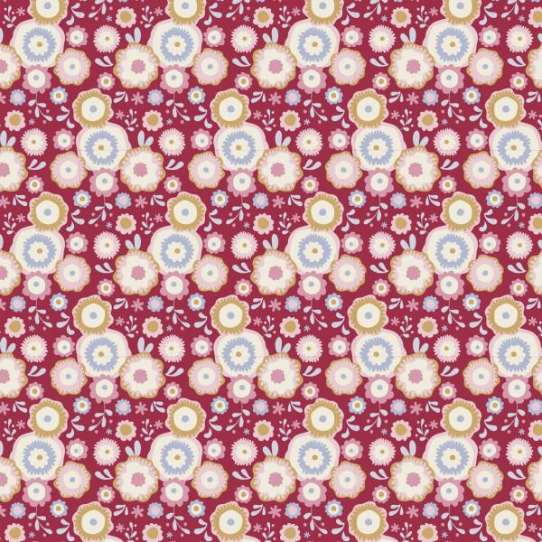 1m Tilda Baumwollstoff Candyflowers Limited Edition Candy Bloom Rot Blumenstoff