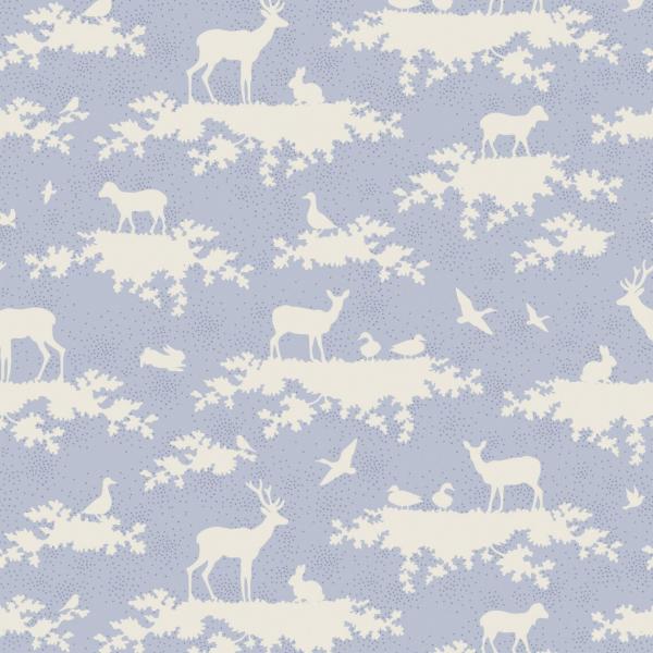 1m Tilda Baumwollstoff Forest Sweetheart hellblau Waldtiere