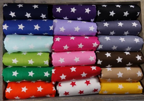 Baumwollstoff mit Sternen 15mm, Sternenstoff, Sternestoff, große Farbauswahl