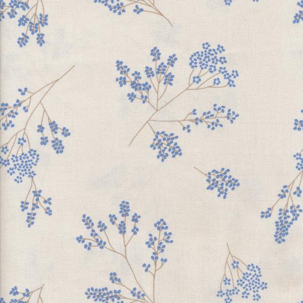 AU MAISON Wachstuch Alberte French Blue, Blumen Sträucher, blau weiß, beschichtete Baumwolle