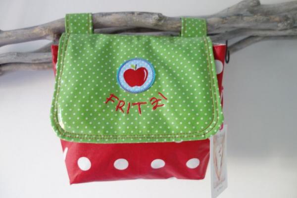 Lenkertasche mit Klappe Apfel rot, inkl. Wunschname