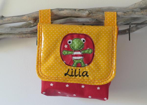 Lenkertasche rot/gelb mit Klappe Frosch, inkl. Wunschname