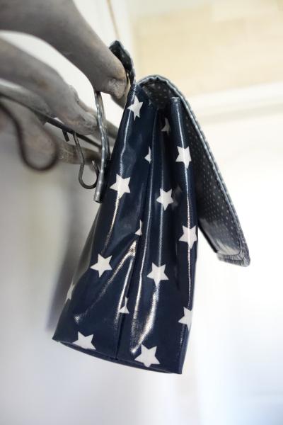 wasserfeste Lenkertasche Fuchs mit Klappe, blau/grau, inkl. Wunschname