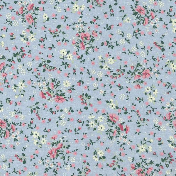 AU MAISON Wachstuch Drops Loving Liberty French Blue Blümchen, beschichtete Baumwolle